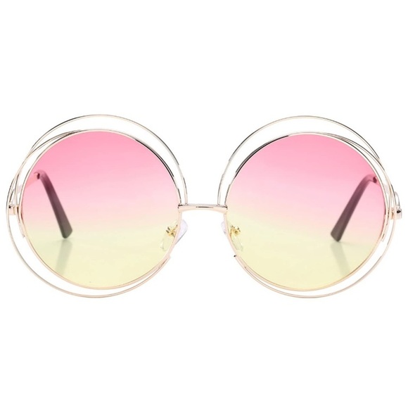 FARRAH PINK OMBRÉ RETRO 70’s OVERSIZED SHADES *NEW - Picture 5 of 7